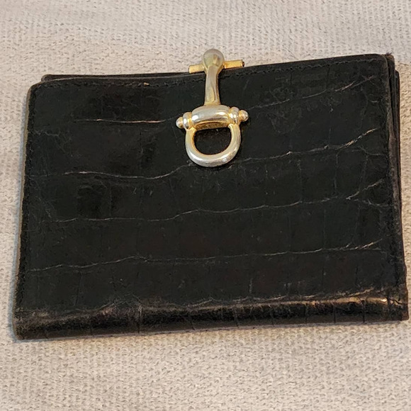 henri bendel Handbags - Vintage Henry Bendel Croc Embossed Leather Wallet